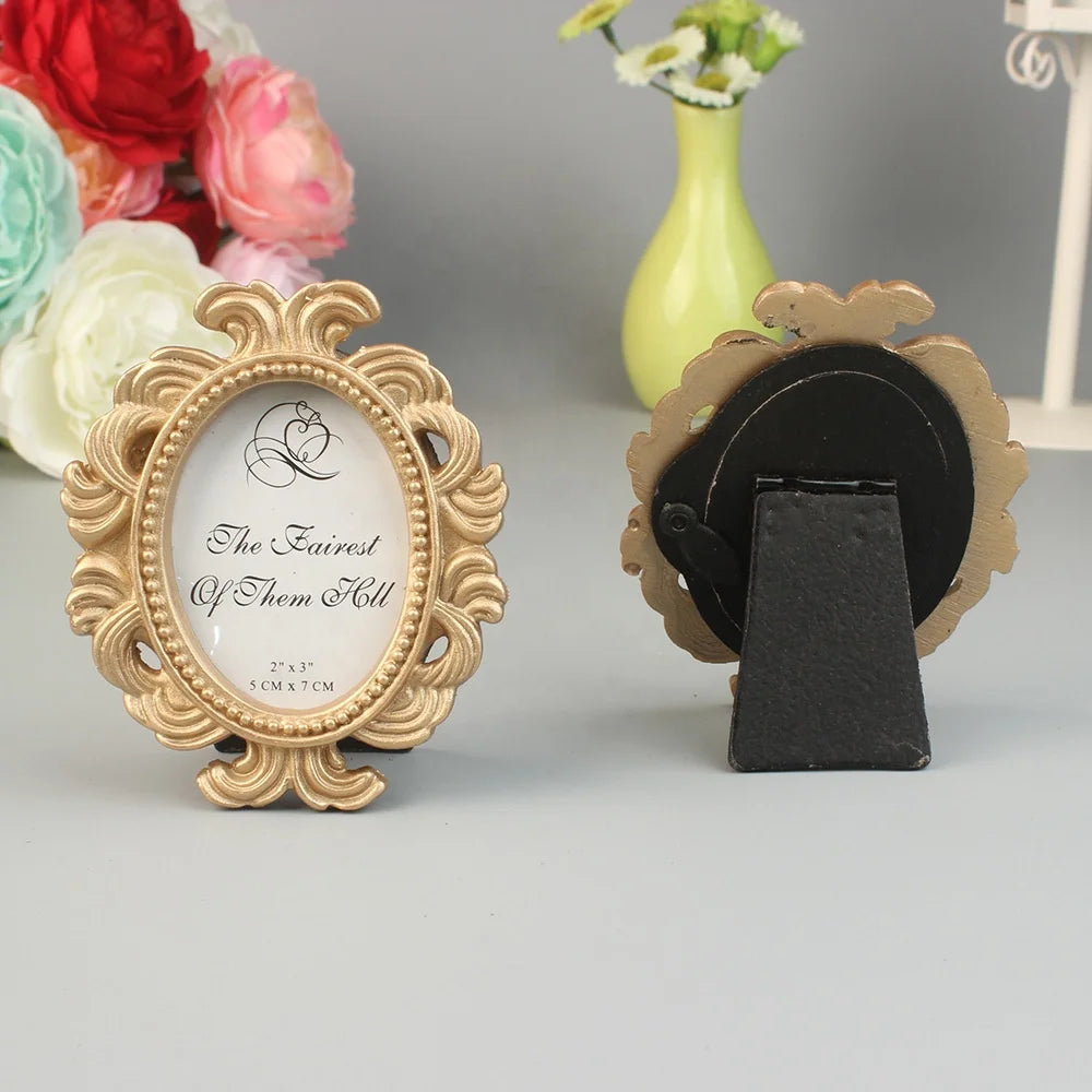 Baroque Photo Frame Retro Golden Oval Framed for Wedding Party Family Home Decoration Gift