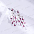 Wholesale 925 Sterling Silver Dainty Earrings with Natural Pear Red Garnet Gemstone Crystal Jewelry for Women