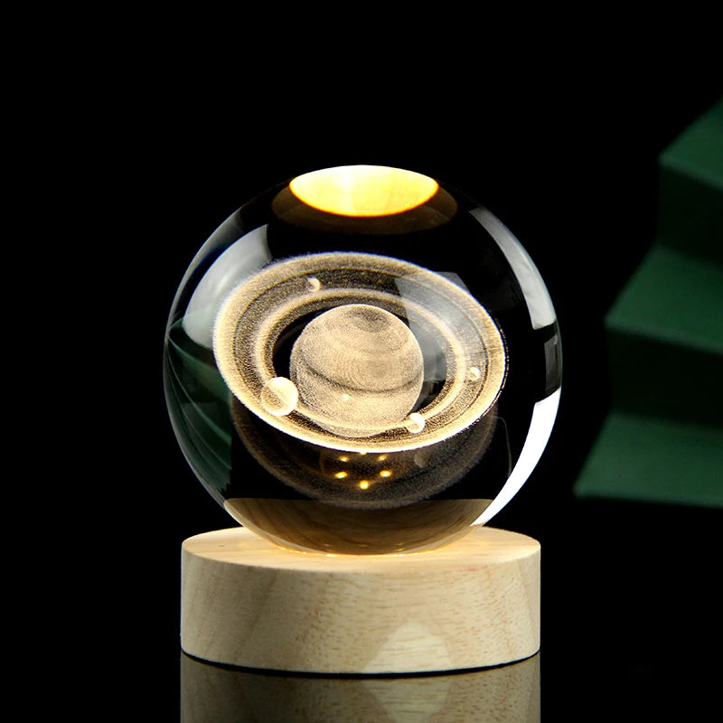 Dropshipping Crystal Astronaut Carving Ball 3D Saturn Solar System Crystal Glass Ball Planet Learning Toys Educational Gift