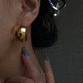 2024 Dazan New Hoop Korean Fashion Hoop Stainless Steel Designer Flower Big Bohemian Jewelry Chunky Vintage Earrings for Women