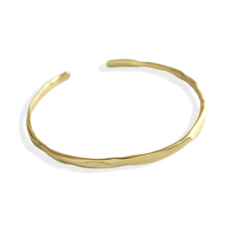 925 Sterling Silver Irregular Solid Slip on Bangle Bracelet Cuff Expandable Fine Jewelry for Women Gifts for Her