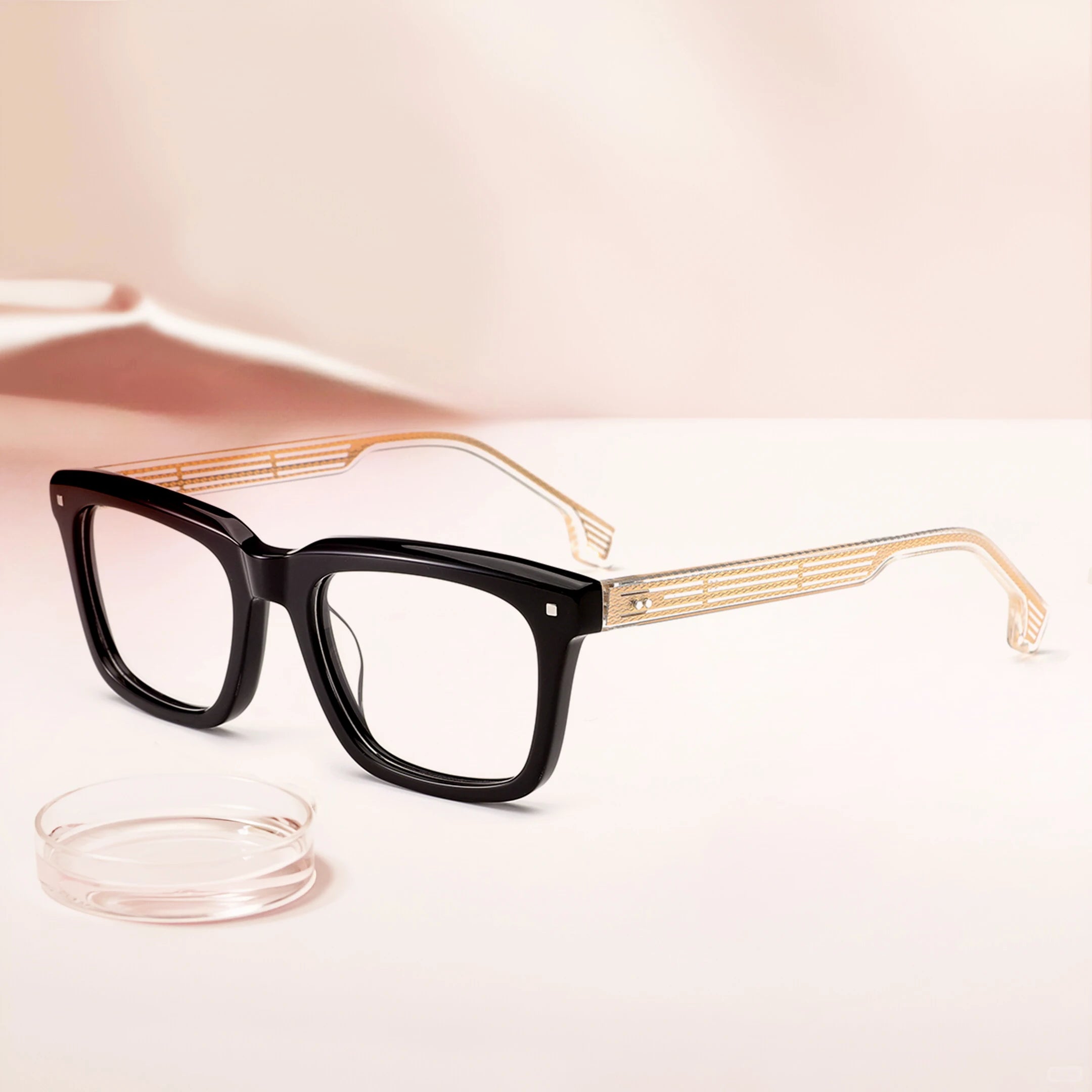 Johnny Depp Inspired Vintage Retro Thick Rectangle Spectacle Frame Non-Prescription Acetate Clear Lens Transparent Eyeglass