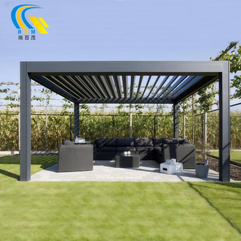 Luxury Modern Automatic Louver Roof Electric Aluminum Big Garden Pergola Outdoor