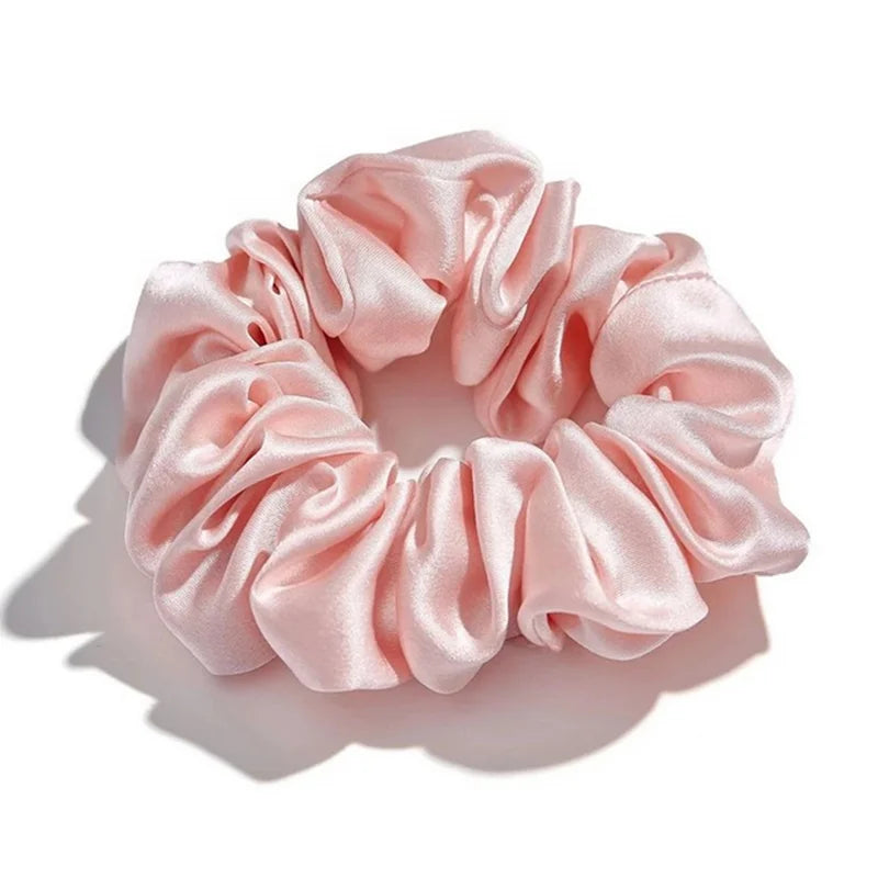 Wholesale 100% Mulberry Silk Scrunchies Custom High Quality Thick and Stylish 22mm 1cm Solid Color Hairbands for Women