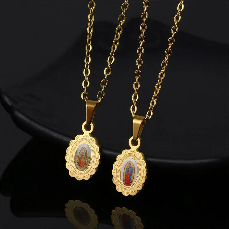 Stainless Steel Religious Items Christian Charm Chain Necklaces with Personalized Catholic Saint Benedict Cross Pendant