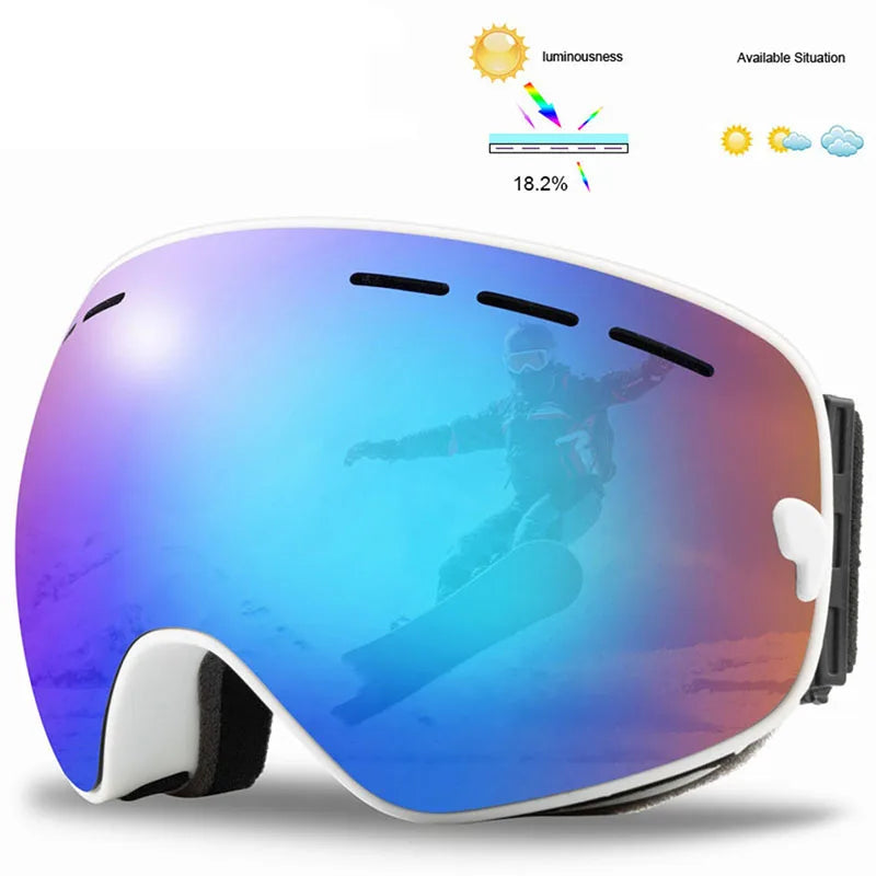 2023 Custom Logo Ski Goggles with Double Layers Anti-Fog PC Frame Sunglasses Snow Glasses