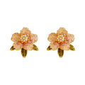 2023 New Unique Design Pink Flower S925 Silver Pearl Needle Earrings Gold Plated Stainless Steel for Party