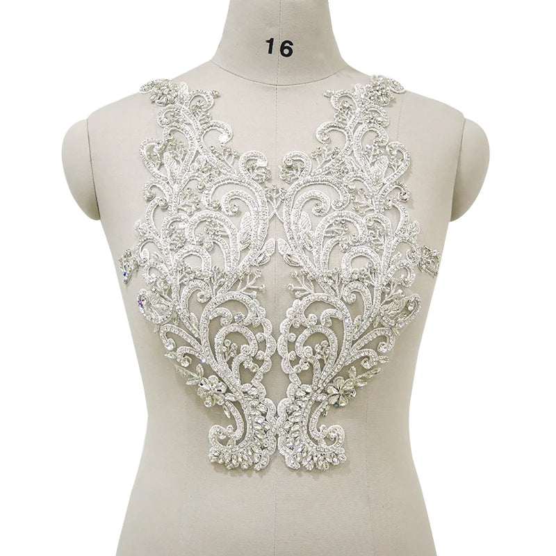 Bling Gorgeous Beading Luxury Wedding Dress Rhinestone Crystal Applique WDP-294