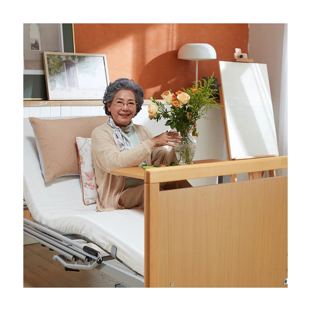 IEC60601 Wood Medical Bed Electric Backrest Footrest Multi-functional Nursing Care Bed for Home Care Elderly Bed