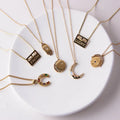 Custom New Arrival Trendy Gold Plated Stainless Steel Star Moon Alphabet Diamond Initial Pendant Necklace for Women Anniversary