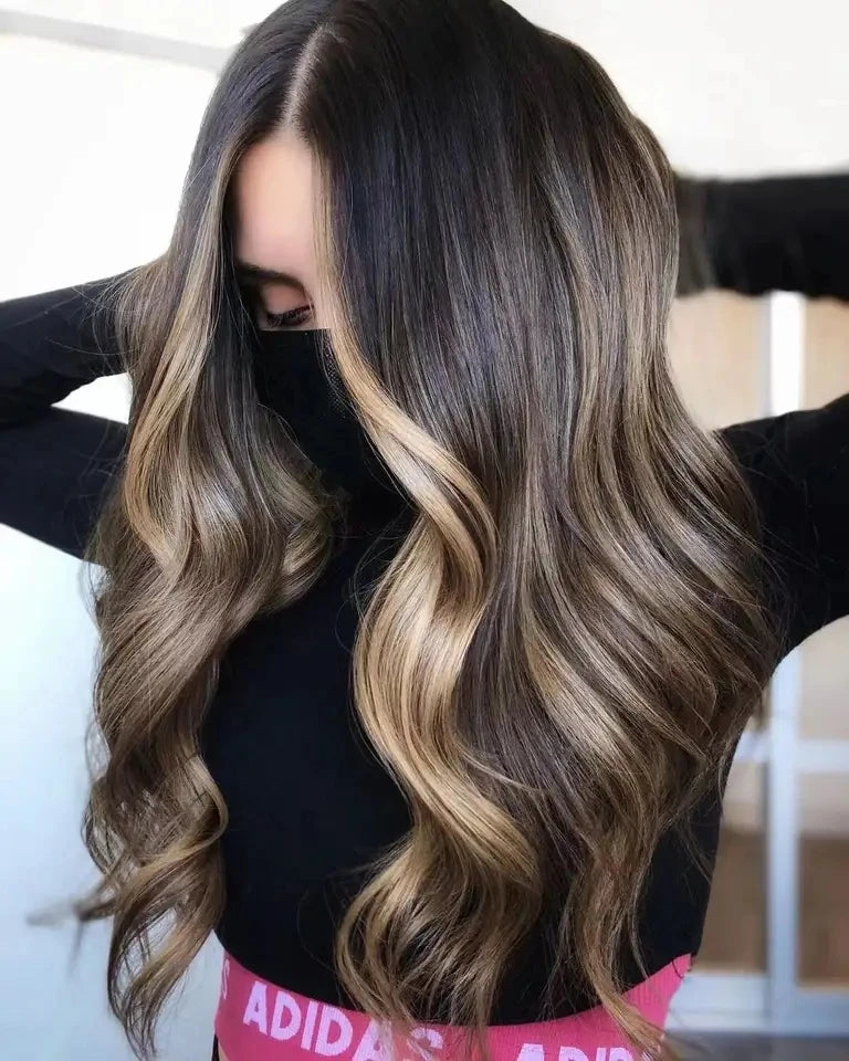WholesaleQuality Highlight Brown Virgin Human Hair Body Wave Transparent Lace Front Wigs