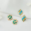 Custom Brass 14K Gold Plated Two Holes Geometric Oval and Square Enamel Connector Charms for Bracelet Jewelry Making Accessories