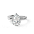 Fine Designer Jewelry Engagement Wedding Couple Ring Set 1 Carat Pear Cut D Color White Gold Moissanite Ring Silver