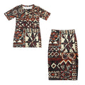 New Islander Puletasi Clothing Samoa Tapa Design Dresses Lady Short Sleeve Women Two Piece Set POD Customized Polynesian Dress