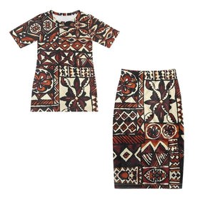 New Islander Puletasi Clothing Samoa Tapa Design Dresses Lady Short Sleeve Women Two Piece Set POD Customized Polynesian Dress