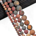 Matte Frosted Red Picasso Jasper Loose Gemstone 15.5 mm Round Beads for Gorgeous Jewelry Making