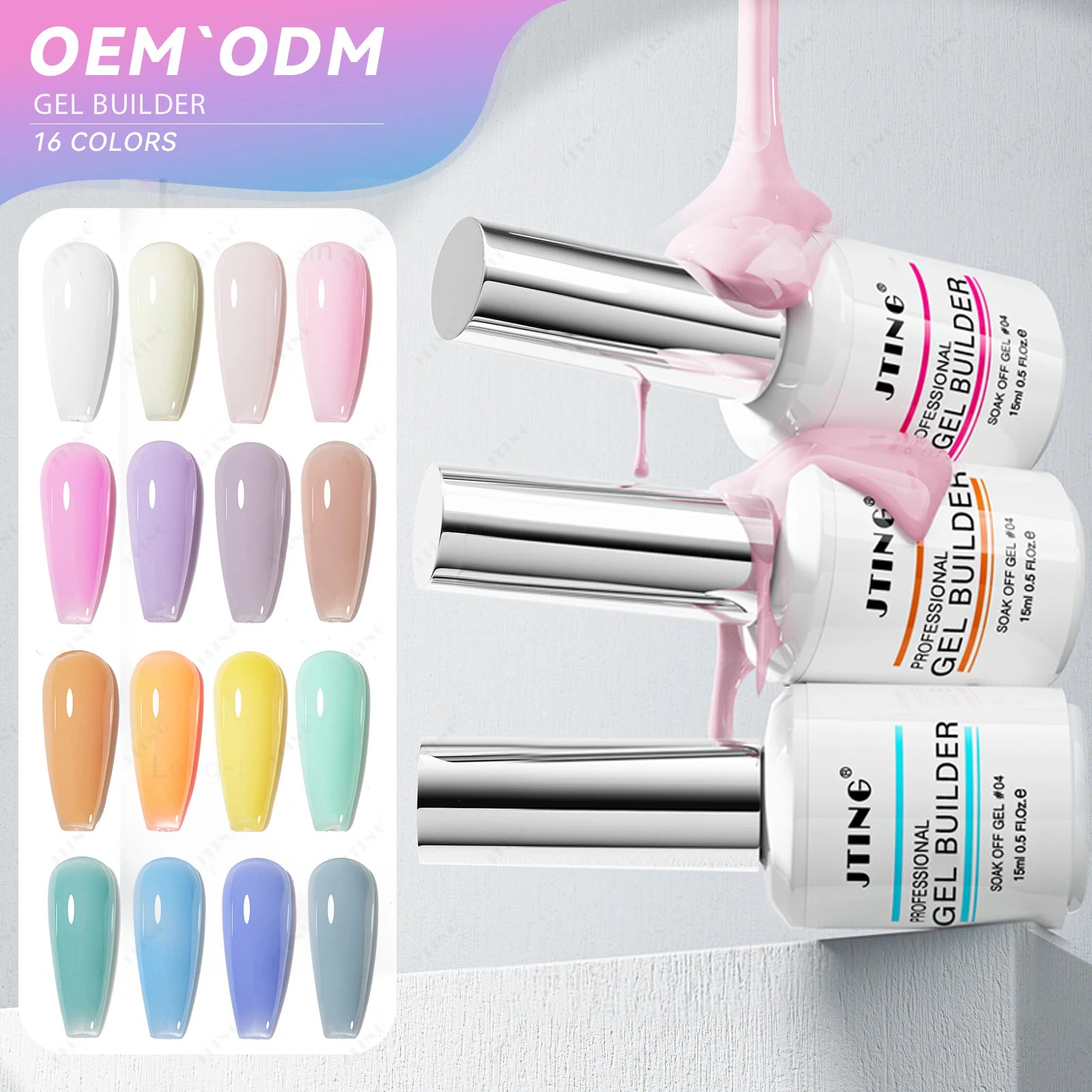 JTING Hot Selling 16colors Biab Gel Builder Liquid Jelly Gel Builder in a Bottle Professional Nail Extension Gel Nail Supplier