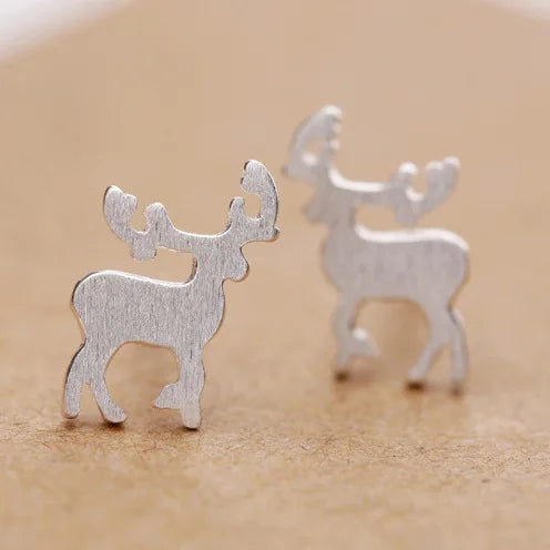 Cheap Earrings Wholesale 925 Silver Deer Stud Earring for Women Girls Fashion Jewelry