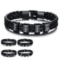 Lettering Name Customizable Wrist Band Three Layer Braided Leather Bracelet Stainless Steel Lettering Charm Bangles