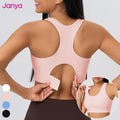 Janya Back Hook Shockproof Gym Fitness Bra Fixed Pads Racerback Underwear Adjustable High Impact Yoga Sports Bra Top for Women