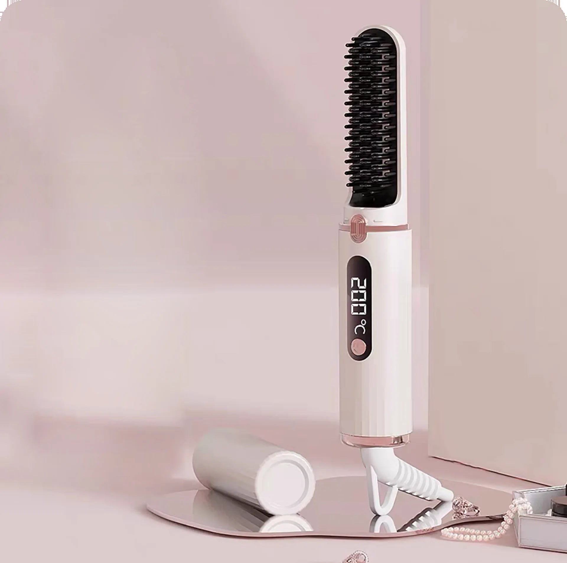 Cordless USB Type-C Hair Straightener Comb with 4-Temperature Settings Portable Household Hair Styling Tool