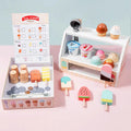 2025 New Trends Custom Children Wooden Role Play Pretend Ice Cream Cart Educational Grocery Stall Cashier Kitchen Toys for Kids