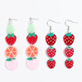 Sweet Designer Cute Strawberry Orange Peach Fruit Trendy Micro Insert Drop Earrings Acrylic Resin Lucite Women's Party Jewelry