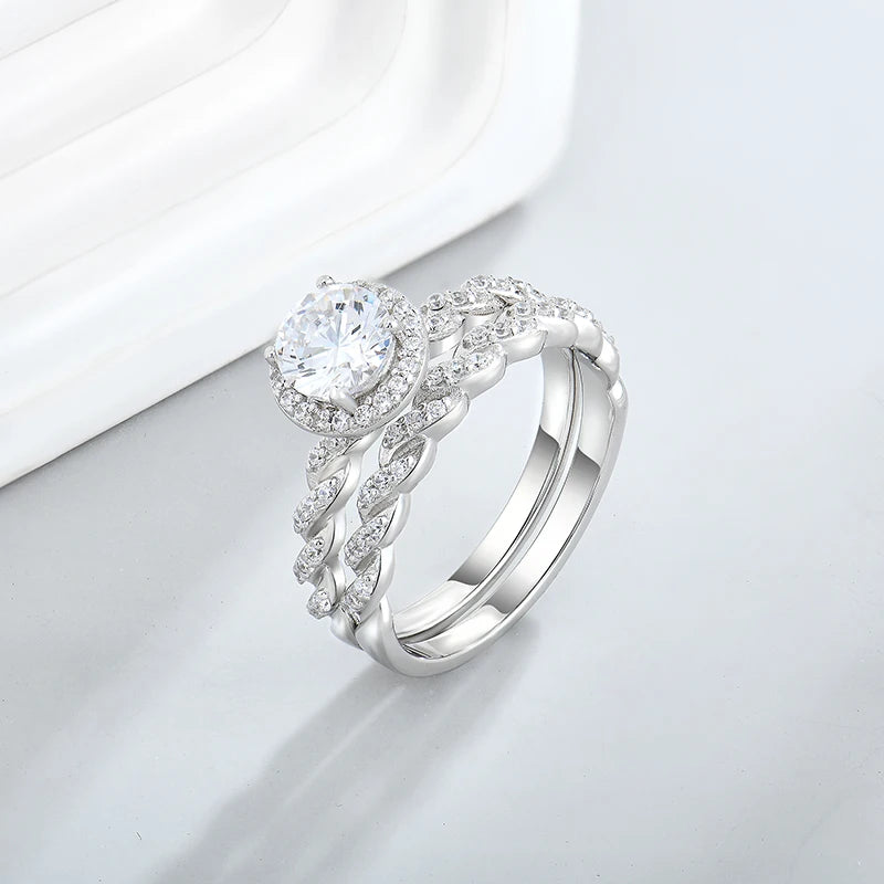 S925 Sterling Silver Love Ring Female Proposal Engagement Set Zircon Ring