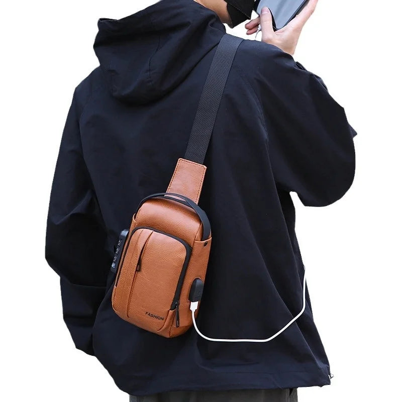 Cross-Border Large-Capacity Single Shoulder PU Motorcycle Bag Men's Fashionable Classic Zipper Main Recommendation