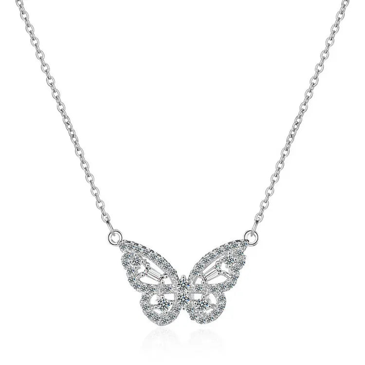 SC Hot Selling Korean Butterfly Charm Choker Necklace Elegant Inlaid Shiny Diamond Butterfly Necklace for Women Teen Girls