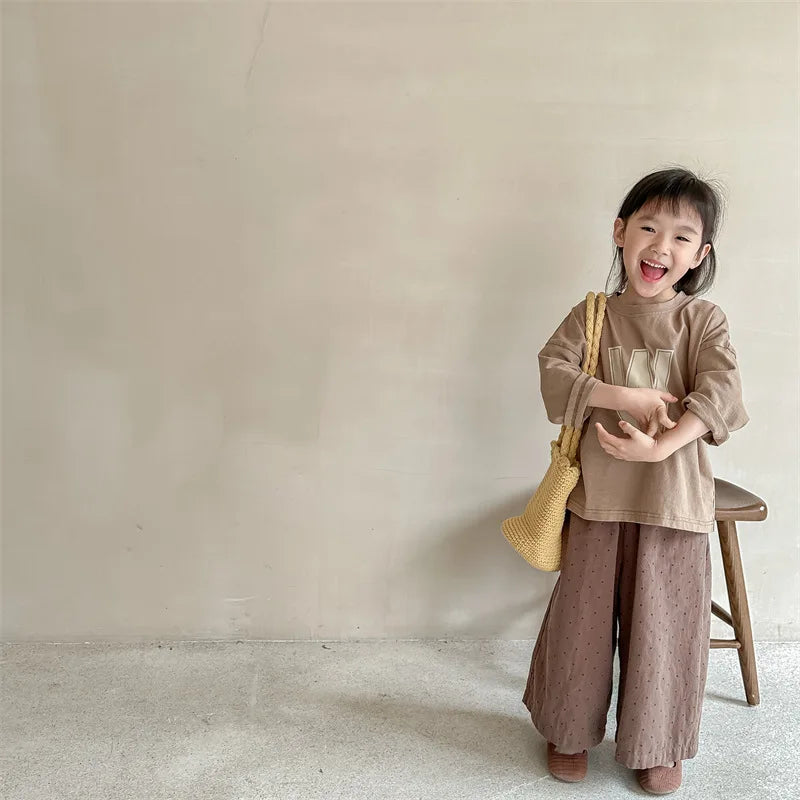 Children's Clothing Spring New Arrivals 2026 Baby Pants New Korean Style Casual Soft Wide-Leg Baby Girls Trouser
