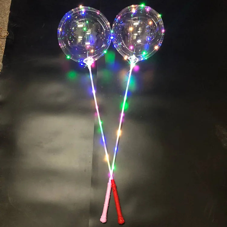 LED Light Bobo Balloons Hand-Held Luminous Clear Bubble Balloon 3 Levels Flashing Handles String Light for Ramadan Graduation