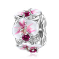 Flower Charm with CZ for Women Bracelet Authentic 925 Sterling Silver Enamel Beads for Dropshipping Wholesale Jewelry
