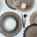 Round Woven Coasters Placemats Cotton Linen Table Potholders Jute Decorative Mats