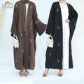 2026 EID New Abaya Moon Embroidery Cardigan Muslim Abaya Plus Size Women's Dresses Traditional Muslim Clothing