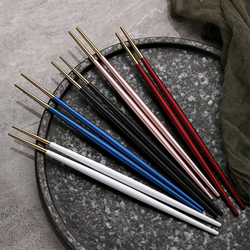 Hot Selling Stainless Steel Pointed Sushi Chopsticks Metal Japanese Round Sushi Chopsticks