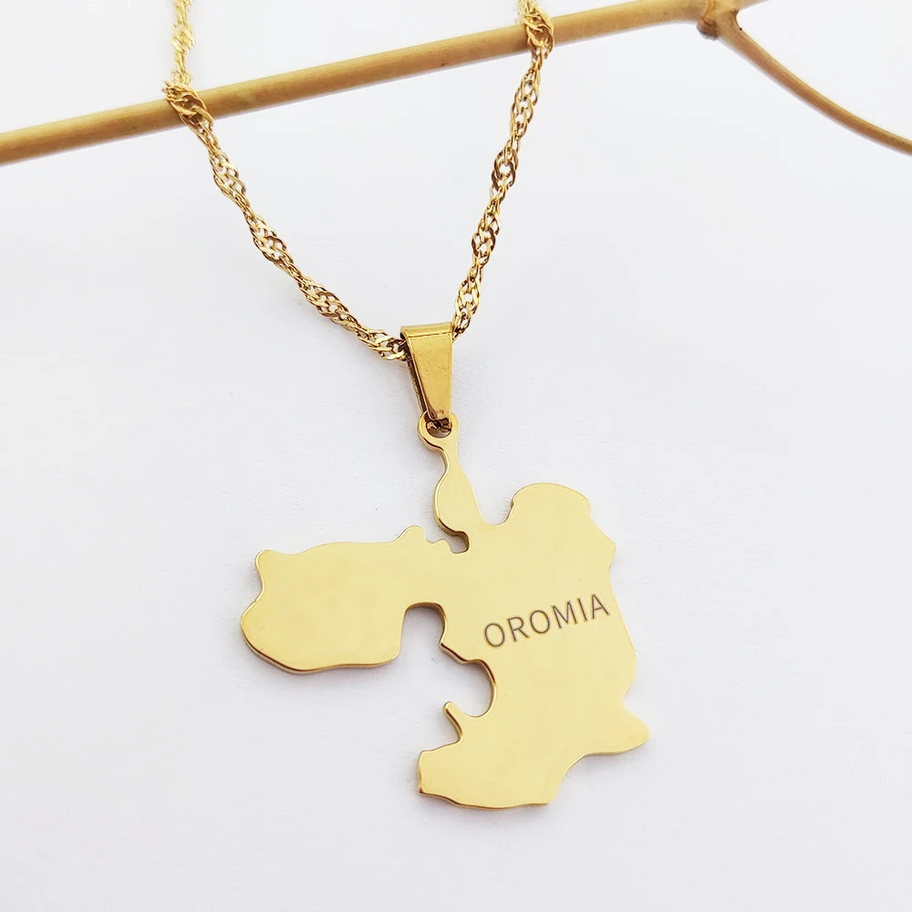 Oromia Map Necklace Bisuteria Acero Inoxidable Necklace Chain Pendants for Necklace Men Laminado En Oro Bijoux Femme Joyeria