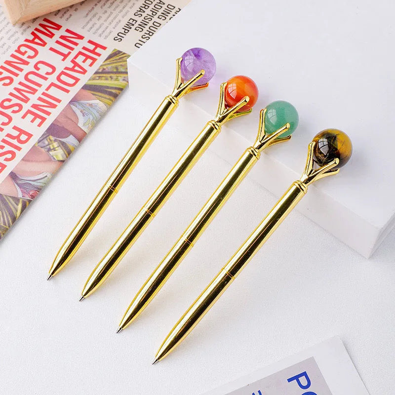 Wholesale Crafts Arts Wedding Gifts Natural Quartz Stone Crystal Ball Crystal Tumble Top Load Raw Stone Pen