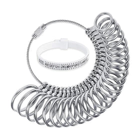 2pcs Jewelry Sizing Tools US/UK/HK/EU/JP/Korea Ring Sizer Plastic Finger Gauge with Metal Ring Sizers for Alloy Rings