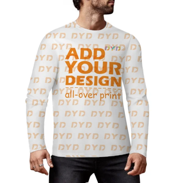 Print on Demand Soft Comfortable Pure Cotton Long Sleeved Men's T-shirt Custom Print Cotton Long Sleeve T Shirt for Men