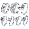 Wholesale  GRA Diamond Moissanite Ring Adjustable Resizable 925 Sterling Silver Wedding Engagement Bridal Women Fine Jewelry