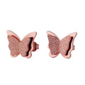 Korean Style Non Tarnish Silver Rose 18K Gold Plated Women Stainless Steel Butterfly Wing Stud Earrings Jewelry