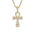 CN335  Brass Prong Setting Zircon Anka Cross Pendants Iced Out Hip Hop CZ Necklace Bling Bling Jewelry