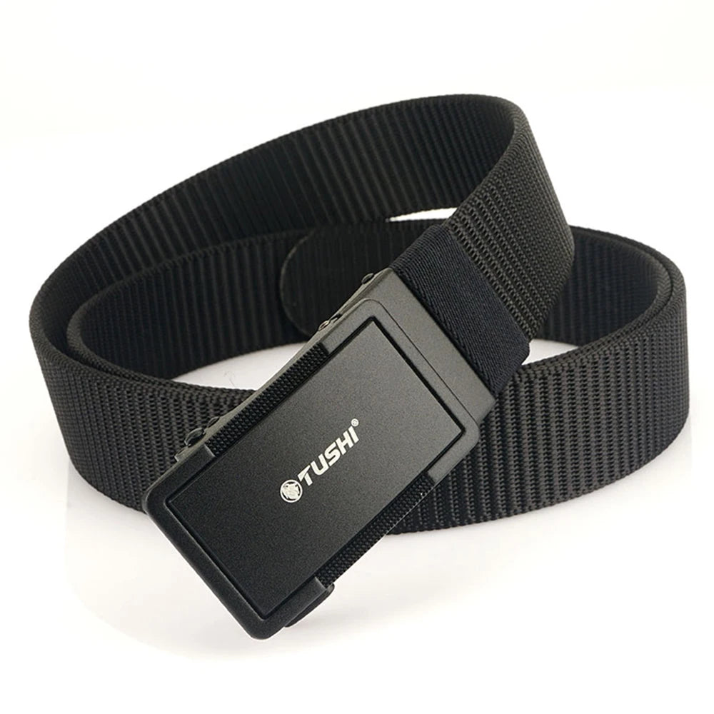 High Quality Adjustable Nylon Sports Canvas Belt for Men Business Outdoor Luxury Alloy Buckle TUSHI Brand 3.4CM Width Wholesale