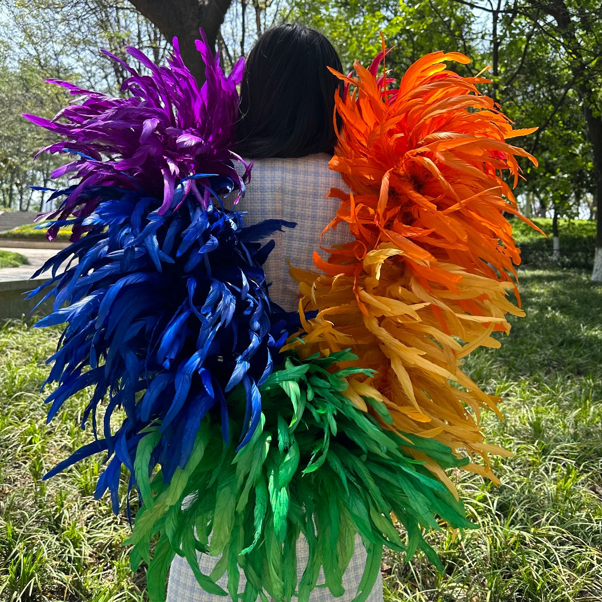 350 Grams /2 Yards Fluffy Rooster Tail Feather Boa Chandelle Boa Decorative Feather Boa for Dress Carnival