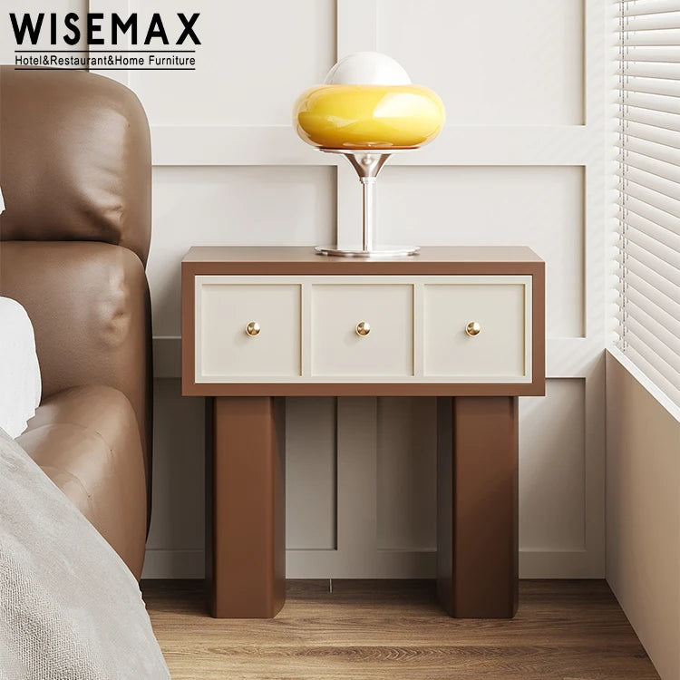 WISEMAX FURNITURE Minimalist Home Furniture Bedroom Rectangle Wooden Bed Side Table Small Size Storage Nightstand with 1 Drawer