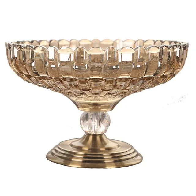 Luxury Home Decor Super Market Stand for Fruits Vegetables Glass  Crystal Fruit Tray