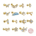 Wholesale Price 925 Sterling Silver Cartilage Earring Stud Gold Plated Ear Studs Cubic Zirconia Trendy Weddings Gifts