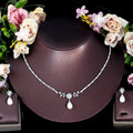 White Three-dimensional Flower Wedding Pearl Necklace Earring Set