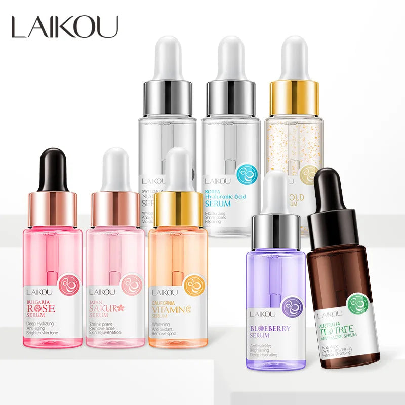 LAIKOU Serum Japan Sakura Essence Anti-Aging Hyaluronic Acid Pure 24K Gold Whitening Vitamin C Anti Wrinkle Face Serum Care Skin